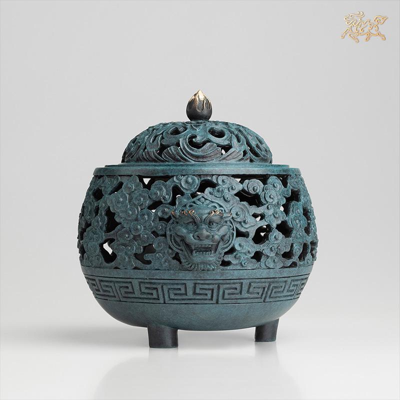 美帮汇全铜摆件 《香炉之烟云供养》铜工艺品 家居饰品 摆件高清大图