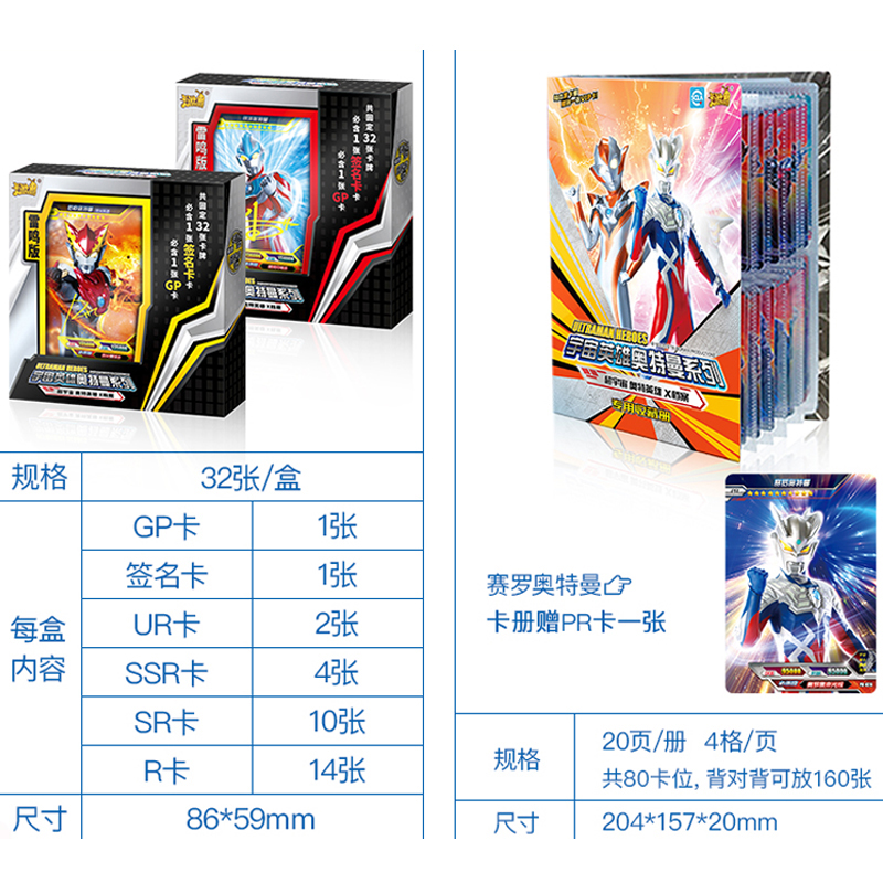 奥特曼卡片GP雷电版LGR雷霆UR雷鸣HR雷光SSR系列签名卡十星金卡全套卡牌 雷鸣版AB款 收藏册高清大图