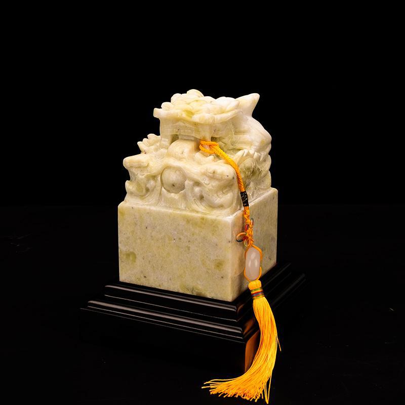 家柏饰(CORATED)蓝田玉印章龙头玉玺书房篆刻书房办公桌店铺摆件高清大图