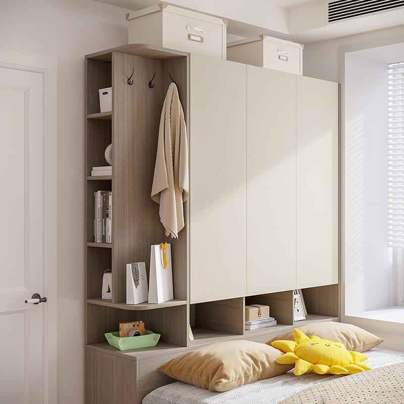 木月储物床现代简约单人床高箱床家用卧室榻榻米床小户型衣柜床一体