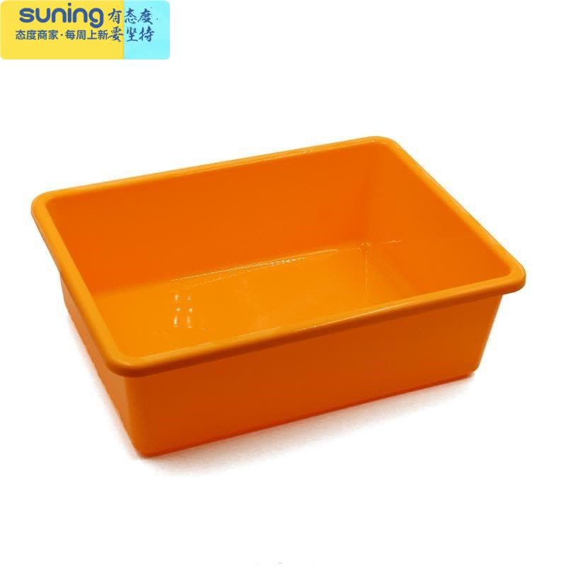 希杰狮王叠加塑料储物筐家庭无盖透明玩具多色收纳盒收纳箱幼儿园教具篮 橘黄色 小号收纳架图片