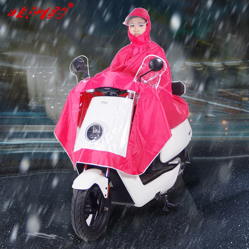 电动摩托车滑链单人雨衣加大透明大帽檐男女旋转功能厚雨披