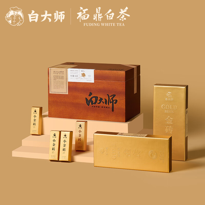 白大师 白茶金砖 福鼎白茶贡眉特级360g 2019年紧压茶木箱 / 盒高清大图