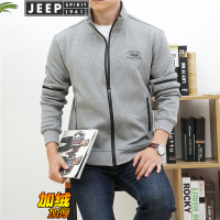 JEEP 吉普冬季夹克男 男士大码长袖加绒加厚拉链立领简约开衫卫衣外套