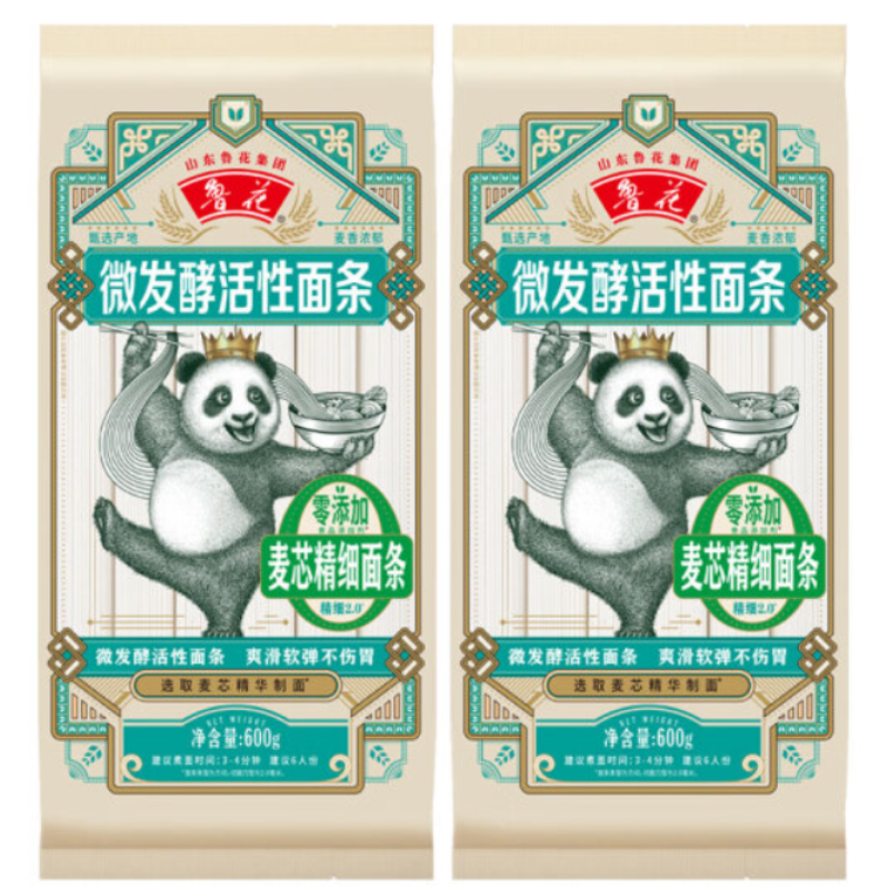 鲁花 熊猫系列 麦芯精细挂面600g*2