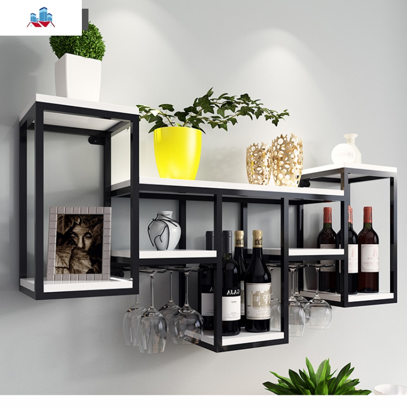 轻奢创意铁艺红酒杯架倒挂壁挂式酒柜酒架墙上置物架悬挂壁挂家用 泰