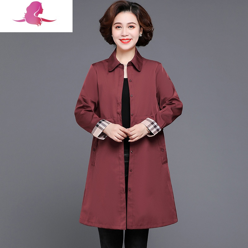艳如飞中老年女装 艳如飞胖妈妈风衣女中长款加肥加大码中年春装上衣