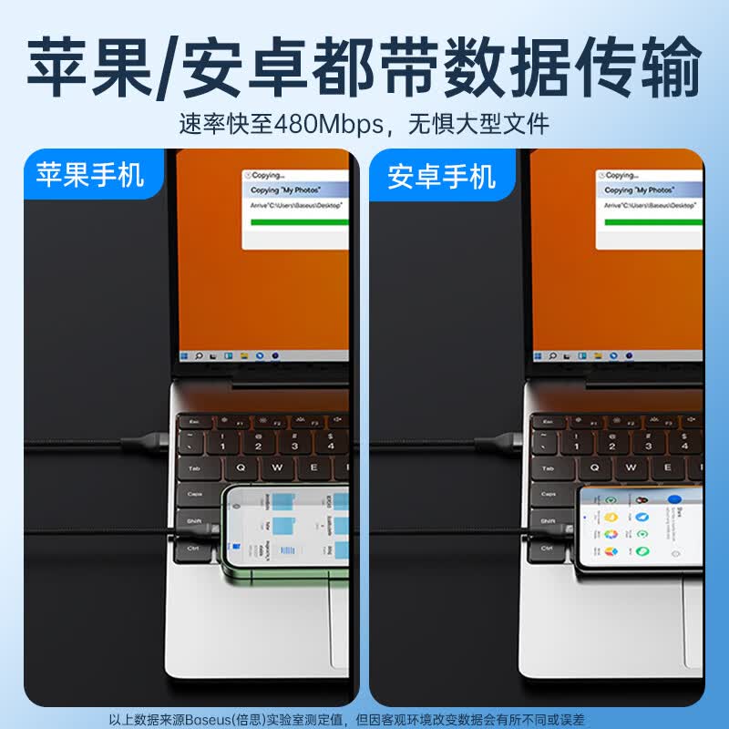 倍思 闪速系列2 一拖三快充数据线CB000002USB to M+L+C 100W 1.2m(单位:根)高清大图