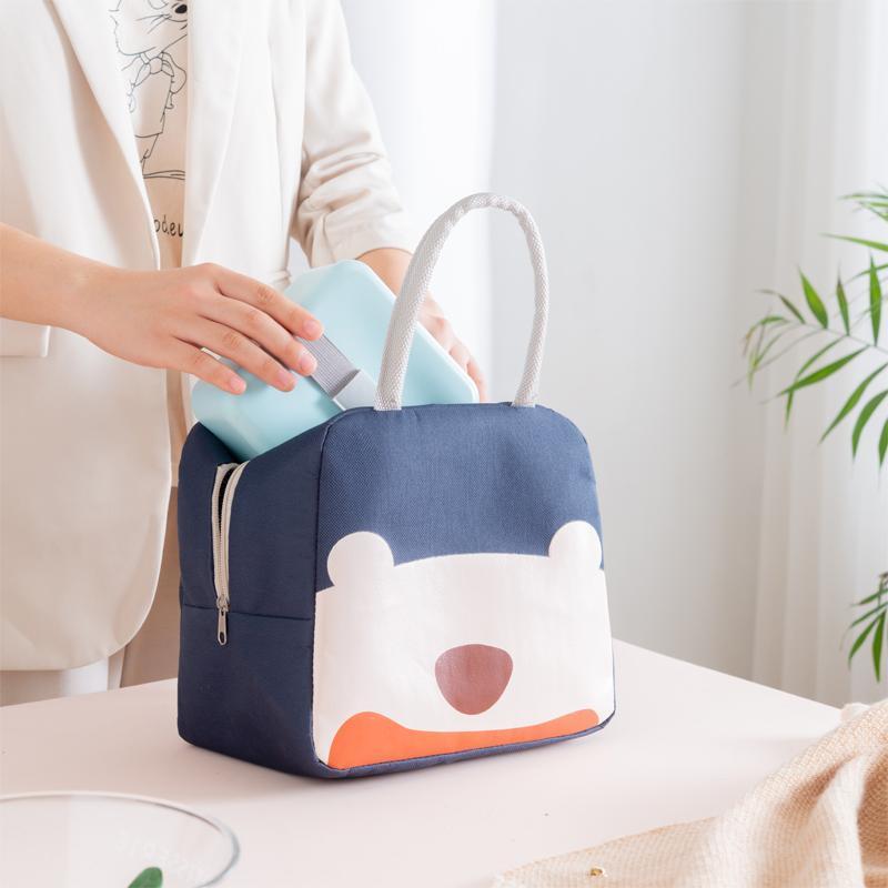 灰小饭盒手提包防水保温袋学生上班族带饭便当袋简约铝箔加厚保暖袋子