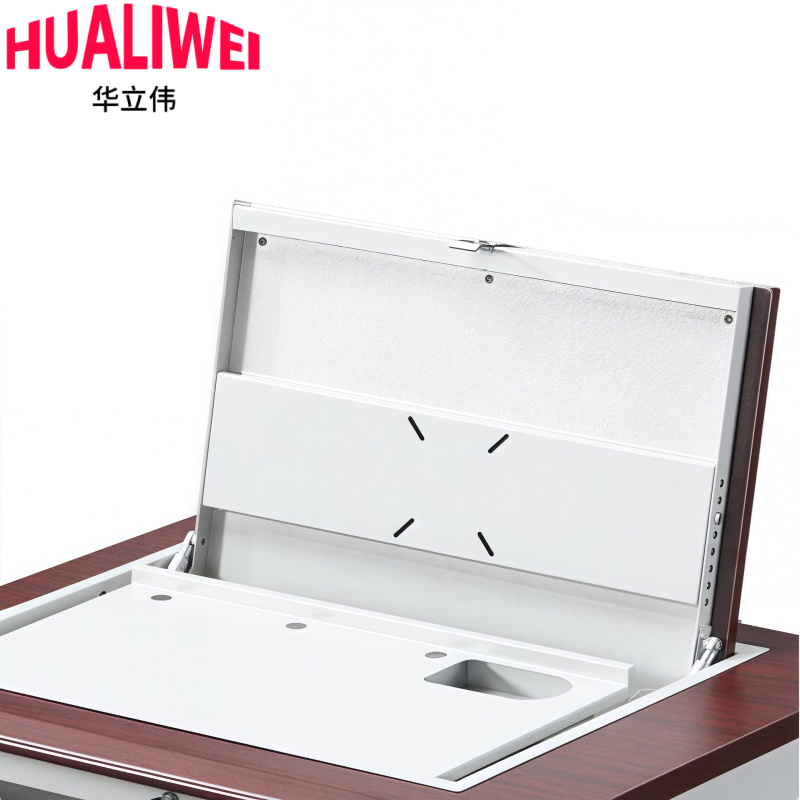 华立伟翻转电脑桌三人位张高清大图