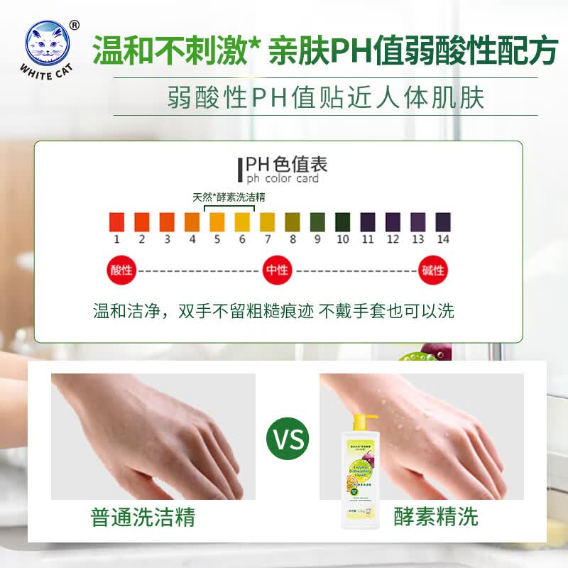 白猫天然酵素洗洁精1.1kg*4高清大图