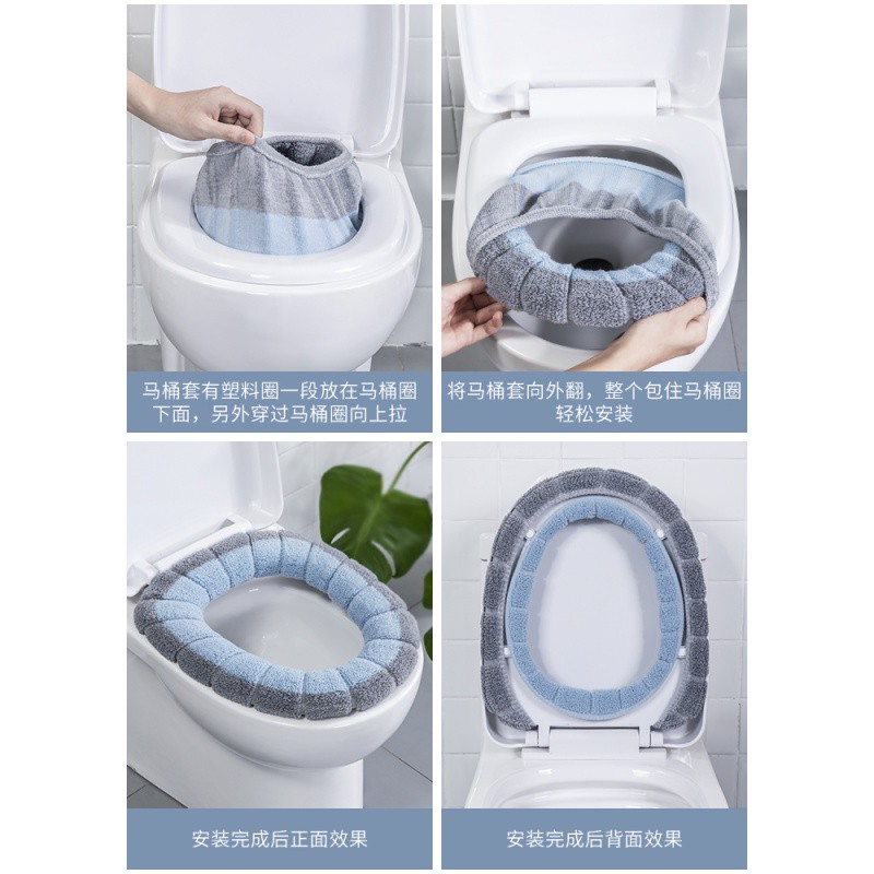 防水马桶贴坐垫秋冬季马桶垫坐便套坐便器圈北欧可爱通用加厚毛绒 三维工匠高清大图