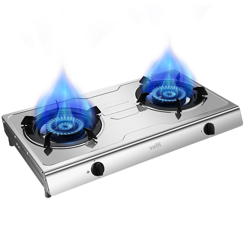 华帝i10058b燃气灶双灶家用天然气灶液化气灶台式炉具猛火煤气灶银色