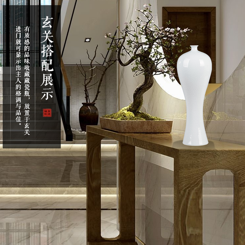 景德镇陶瓷器仿古影青瓷花瓶现代时尚客厅家居工艺品摆件 美人瓶 三维工匠 白色赏瓶高清大图