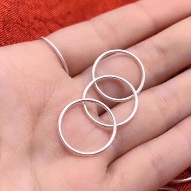 佰黛925银戒指女ins潮男足银指环简单细素圈光面情侣尾戒小指中食指