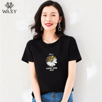 WAXY韩版御姐宽松大码上衣纯棉短袖t恤ins潮夏季2022年新款女士装