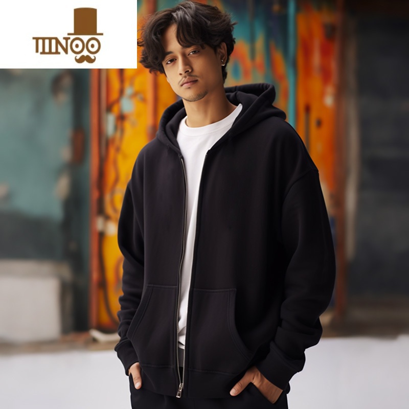 YANXU大码卫衣开衫运动休闲美式拉链外套男潮牌夹克情侣连情美高清大图