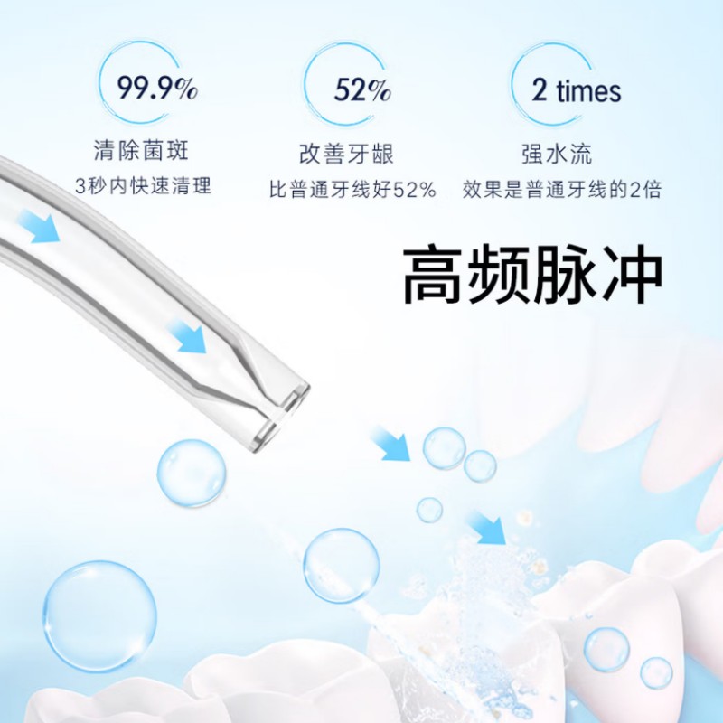 澳得迈(AODMA)便携冲牙器水牙线洗牙器 家用手持式洁牙机 WT-312 Pro 白色 3支喷头高清大图