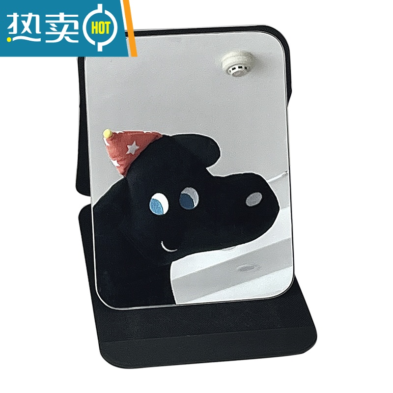 敬平ins风折叠小镜子化妆镜学生宿舍简约梳妆镜台式桌面可立家用便携 敲大号黑色化妆镜7904834便携式用镜高清大图