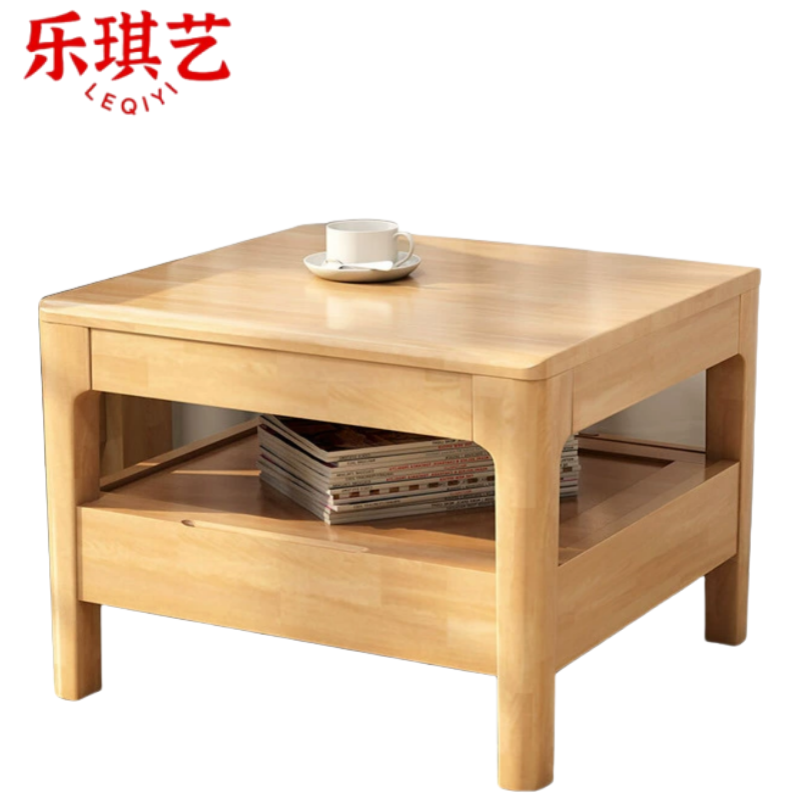 乐琪艺实木茶几45*60*60cm张高清大图