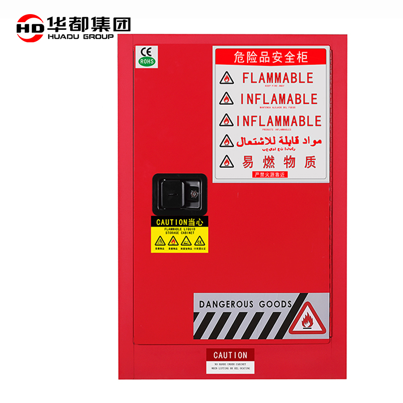 华都HDF-151R 红12加仑45L安全防爆柜华都防爆柜工业安全柜药品化学柜易燃可燃液体弱酸弱碱存储柜双锁全钢高清大图