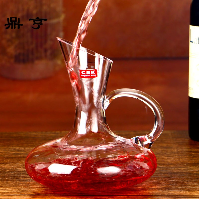 鼎亨水晶玻璃快速 带把手工醒酒器 倒酒器醒酒壶盛酒器