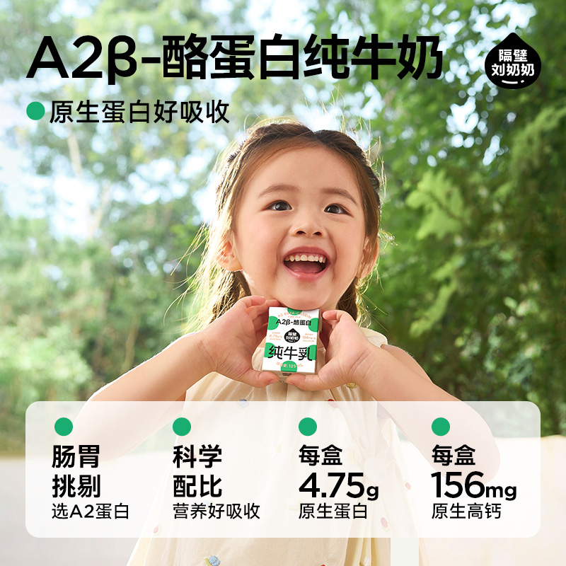 隔壁刘奶奶A2纯牛奶125ml*9盒高清大图