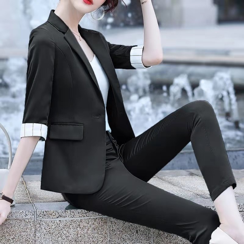 艳如飞西装套装女2020新款韩版时尚职业装正装气质女范夏季薄款女西服