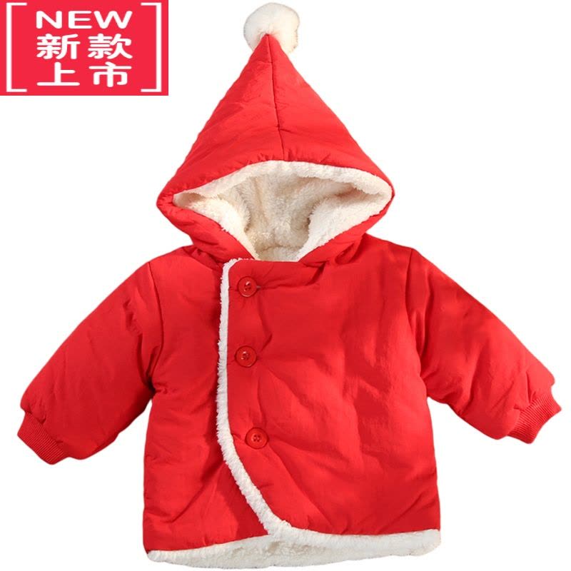 可莉允冬季男女宝宝加绒外套过年服洋气新年红色外出服婴儿保暖棉衣棉服图片