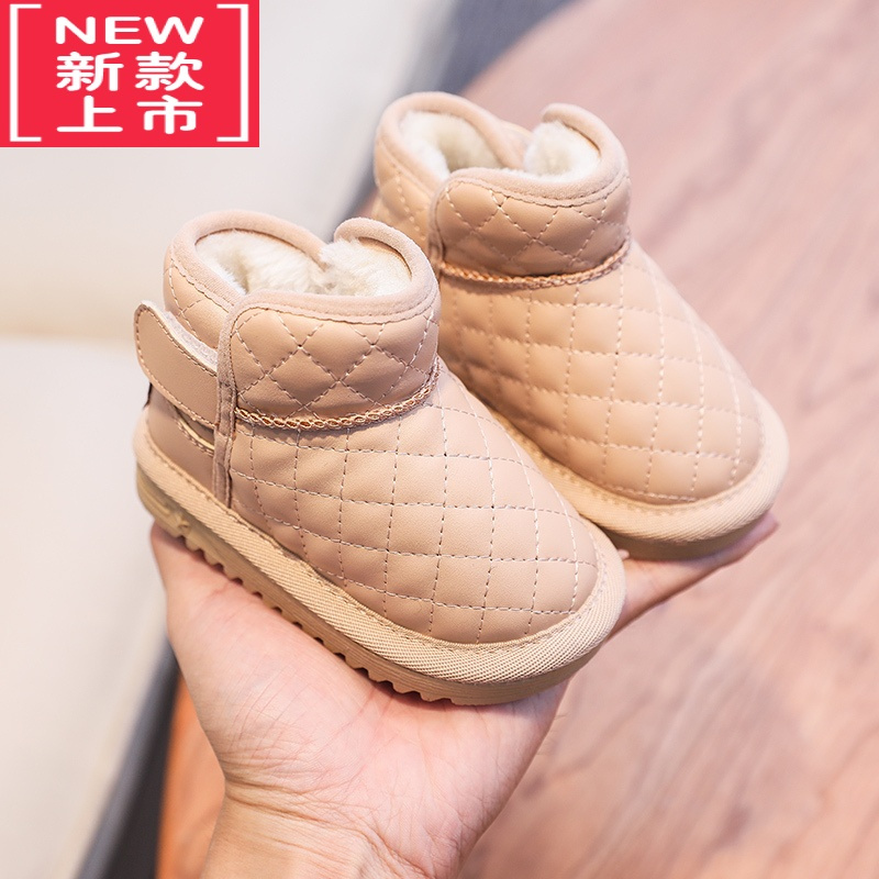 可莉允宝宝雪地靴加绒防水靴子小童冬季鞋子小棉鞋儿童防滑女童雪地棉q2