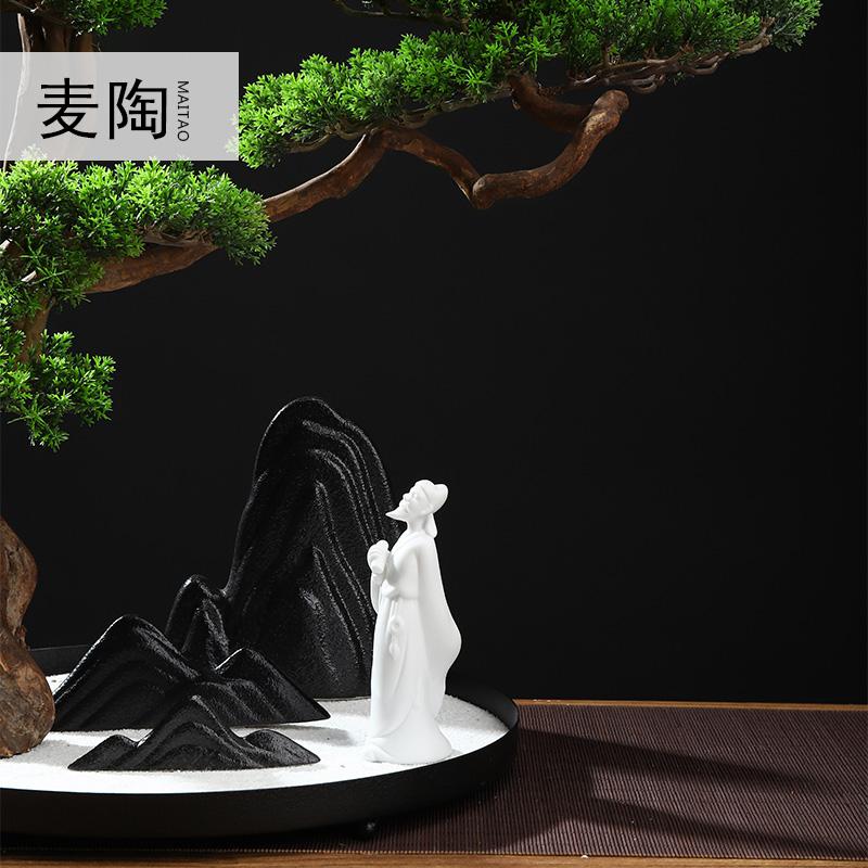美帮汇仿真新中式迎客松盆景绿植客厅酒店家居玄关装饰品样板间软装摆件高清大图