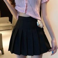 黑色百褶裙女春秋季高腰a字显瘦短裙女学院风灰色白色西装半身裙 黑黑色 （甄选 抗皱面料） XS