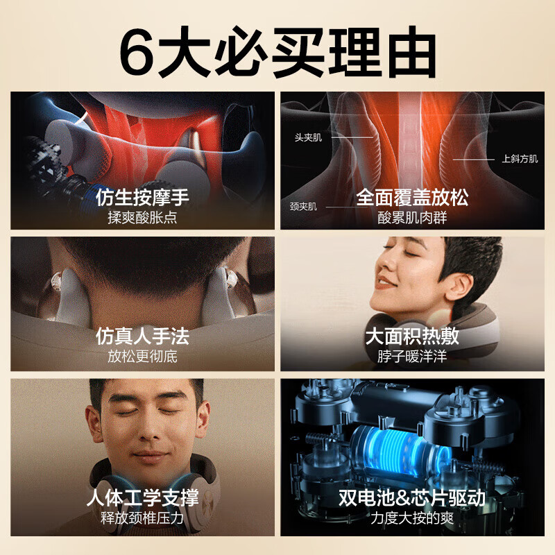 skg颈椎按摩器 N52星空灰保护肩颈部脖子拔筋热敷物理环颈支撑仿人手揉捏仪高清大图