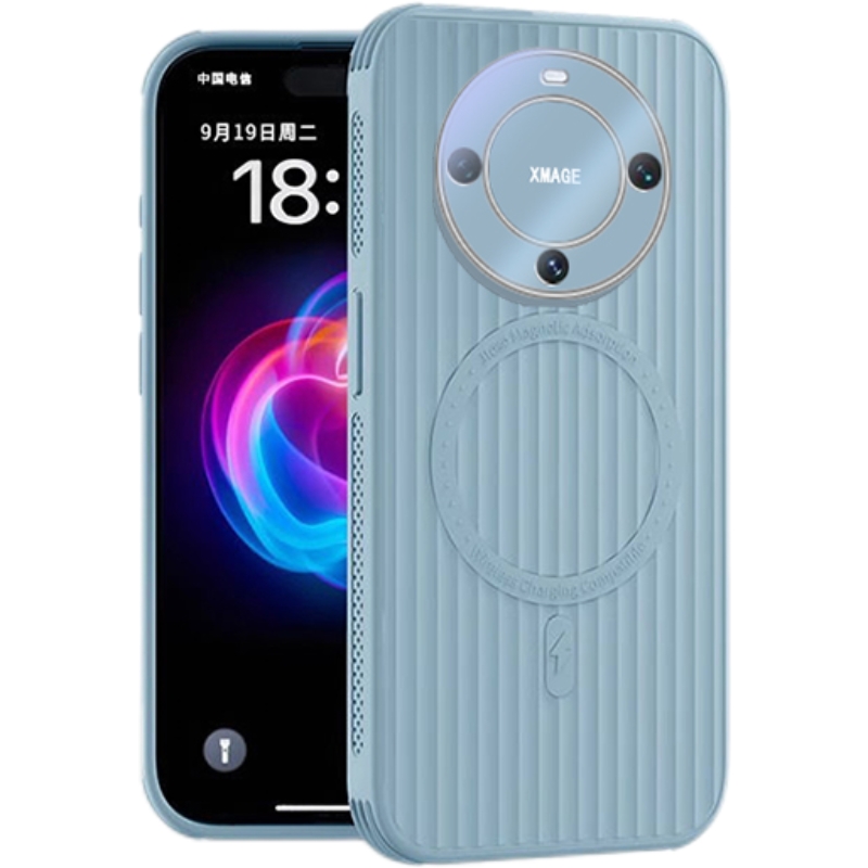 可波 适用于华为mate60液态瓦楞手机壳磨砂手感华为mate60pro手机壳华为mate60pro+防摔简约款壳 华为mate60pro蓝色