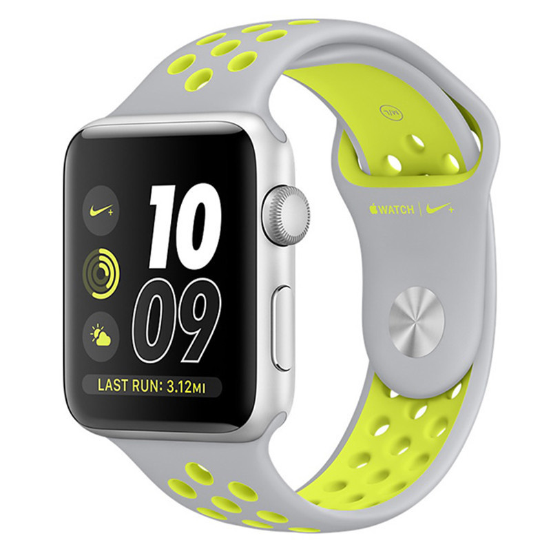 苹果 (Apple)iWatch Series2 Nike+ 智能手表 测心率防水手表 Nike+银配荧光黄色 42mm