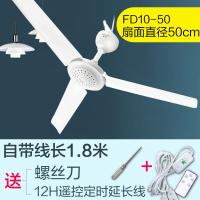 小吊扇床上大风力音时光旧巷微风学生宿舍三叶蚊帐吊扇家用小型遥控扇 中号直径50cm带遥控定时延长线