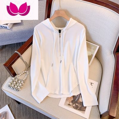 七斓大码女装春装新款显瘦盐系轻熟遮肉上衣微胖妹妹休闲运动套装 白色单上衣 2XL140-160斤