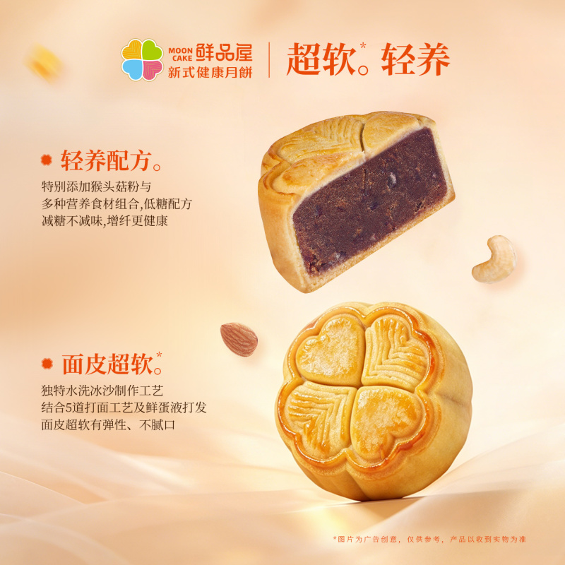 鲜品屋-1065g鲜品颂月中秋礼盒3式8味16饼苏式港式广式3种风格月饼高清大图