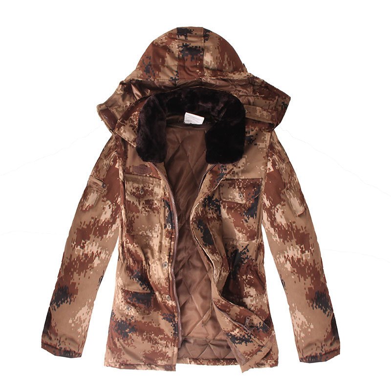 苏宁自营防水款荒漠迷彩大衣军大衣男冬季加厚棉大衣棉服短款保暖