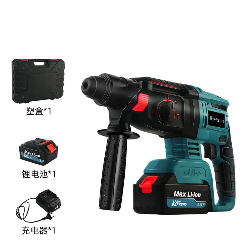 和齐顺(Hikesun) HQS-DCZ390 两电一充 21V 6.0Ah 电锤钻(计价单位:套)黑绿色高清大图