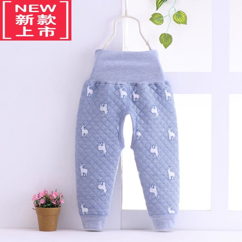 可莉允宝宝三层保暖开裆表里长裤子婴儿童0123岁无骨缝制高腰护肚裤保暖裤图片