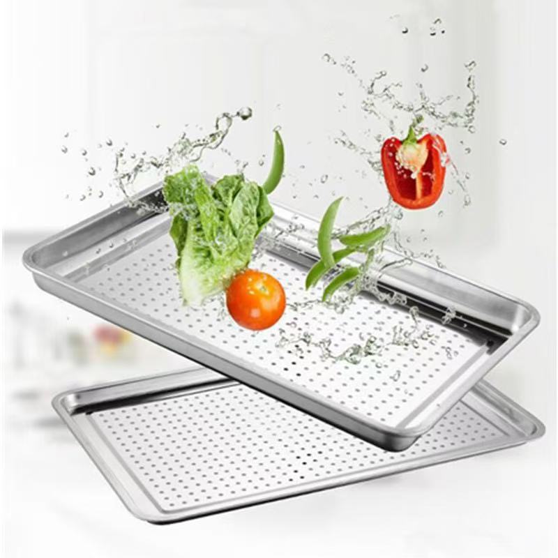 山水本色 特厚不锈钢冲孔方盘蒸饭盘蒸箱托盘 60*40*4.8cm 个高清大图