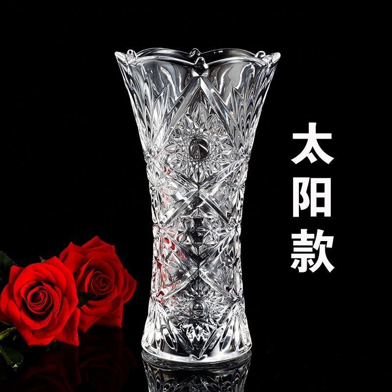 30特价六角款(郁金香)一个装 简约透明玻璃花瓶 大号富贵竹转运珠花瓶 客厅百合干花插花花瓶