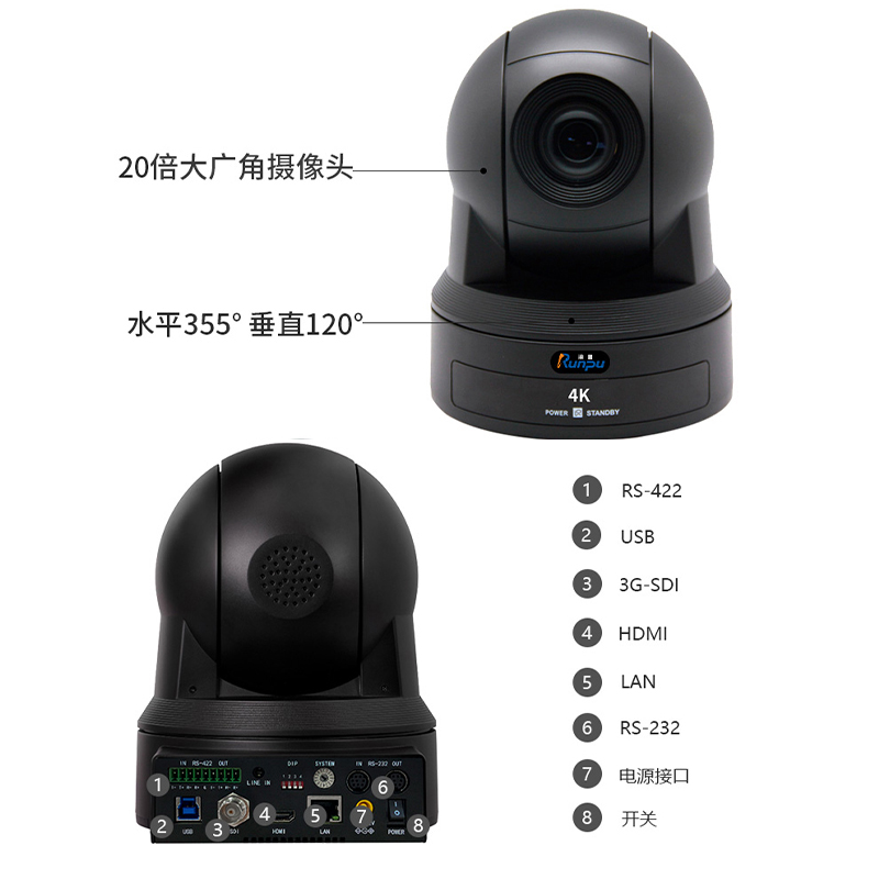 润普Runpu RP-4K-20 20倍变焦高清视频会议摄像机头/超高清4K分辨率会议摄像头高清大图