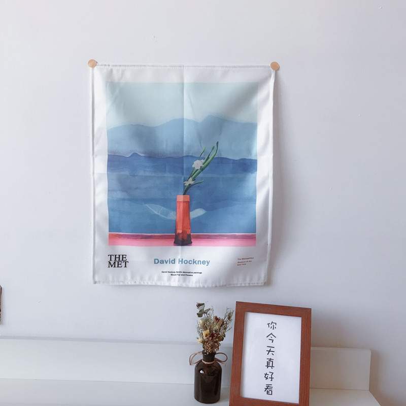 北欧ins风挂布几何抽象艺术人物网红房间墙壁饰墙面装饰画背景布 三维工匠 11蓝色风景(送黑爱心贴)高清大图