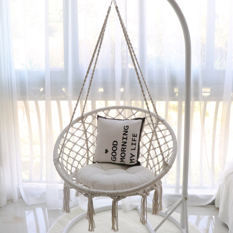 北欧风吊椅家用室内椅子悬挂吊篮棉绳网红卧室摇摇椅ins秋千定制白色