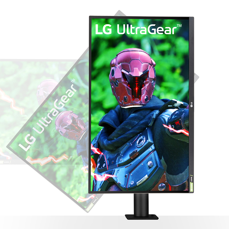 LG 27英寸 NanoIPS 兼G-Sync 144Hz 10.7亿色 Ergo ±280度人体工学旋转支架 设计师 小金刚 办公游戏 2K显示器 27GN880