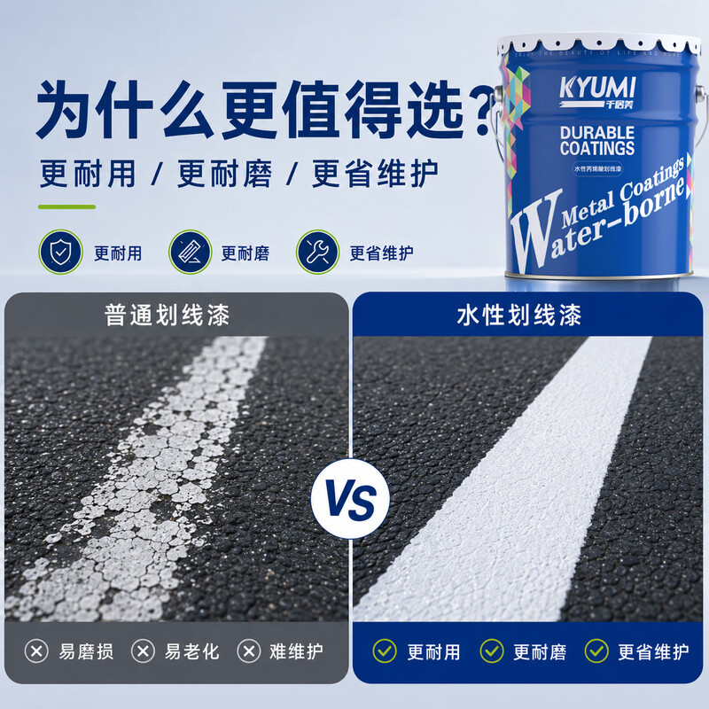 千居美 水性丙烯酸划线漆 停车位马路水泥地面标线耐磨防水路标漆 黑色 20kg高清大图