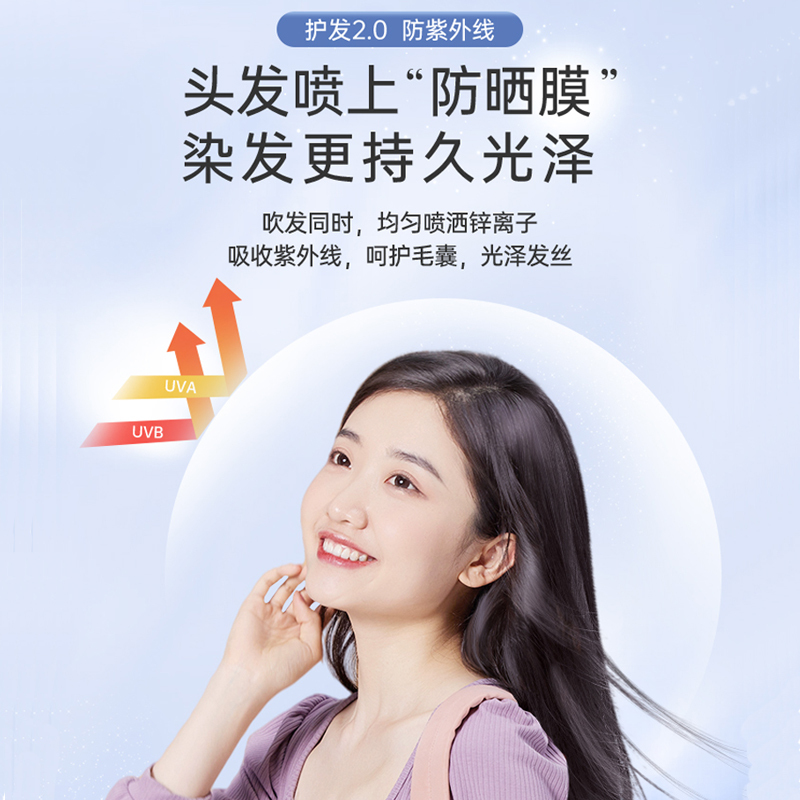 飞利浦(PHILIPS)防晒护发电吹风 矿物负离子护发专用大功率大风力家用吹风机BHD538/05 可折叠