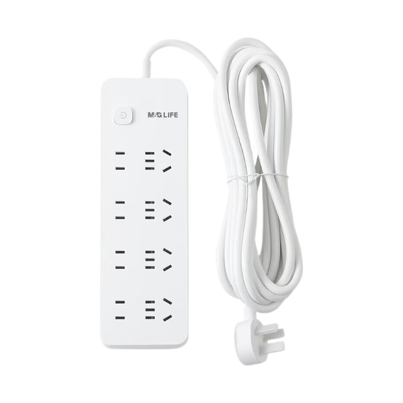 晨光插座8位5米外观简洁线条流畅细腻质感有延长线AEA986A2